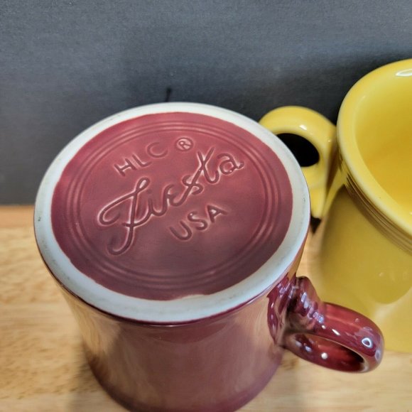 Lot Of 4 Fiestaware Red Blue Yellow Ceramic Solid 3.5 In Modern Coffee Mugs Bra - Picture 8 of 9
